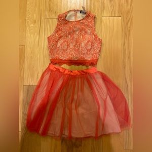 tan and coral homecoming dress - size S